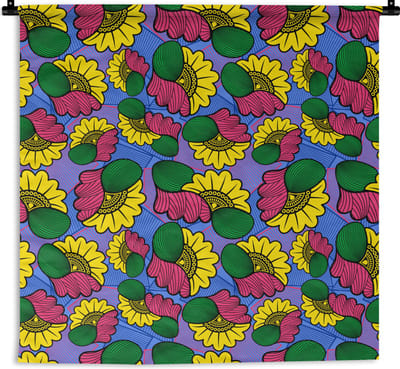 Wandkleed - Wanddoek - Bloemen - Patroon - Afrika - 180x180 cm - Wandtapijt