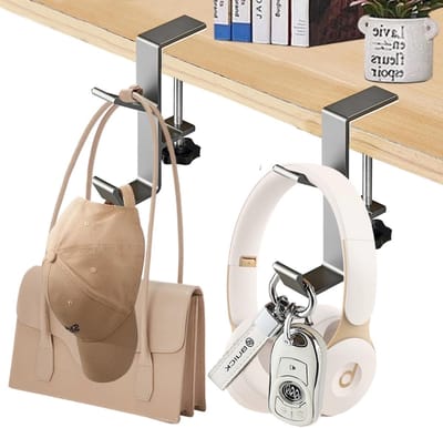 Verstelbare Hoofdtelefoon Hanger met Dubbele Haak voor Onder Bureau, Desk Clamp en Bag Hook voor Verminderen van Bureau Rommel en Optimaliseren van Werkruimte