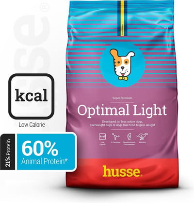 Husse Optimal Light - Hondenvoer Droog, Hondenbrokken, Droogvoer, Hondenvoeding - 100% Natuurlijk - 12 kg