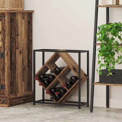 vidaXL - Wijnrek - 16 - flessen - Bewerkt - hout - Oudhout