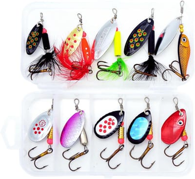 Visgerei Set - Spinner Lepels - Vissen Op Roofvis - Met Triple Sequins - 10 Stuks - Multicolor