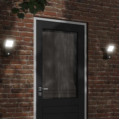 vidaXL Buitenwandlampen 2 st LED met sensors gegoten aluminium zwart