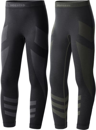 Ladeheid Thermobroek 2 Pack Set - Thermo ondergoed - Kinderen - Jongen - Meisjes – Grafiet/Kaki – 122-128 - LA-LA40-KIDS-Pants-2B