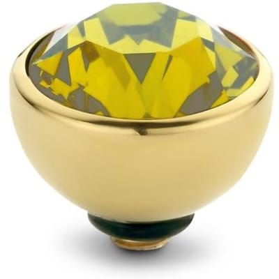Melano twisted steen rond - goudkleurig + yellow - dames - 8mm