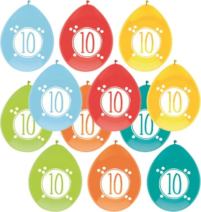 Haza party Ballonnen - 10 jaar - leeftijd verjaardag - 12x stuks - 30 cm - versiering - feestartikelen
