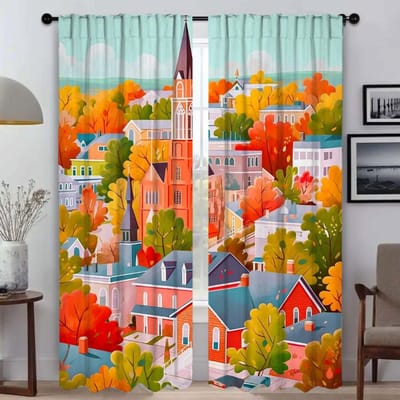 Gothische Herfst Gordijnen voor Slaapkamer Verduisterend Gordijn voor Kamer 2 Panelen Halloween Decoratie Scheidingswand Huis Interieur Gordijnen Kind W50xH70cmx2pcs-CL