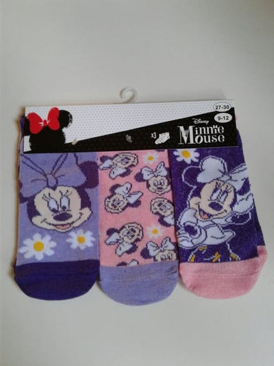 Minnie Mouse -enkelsokken Minnie Mouse - 3 paar - meisje - maat 27/30