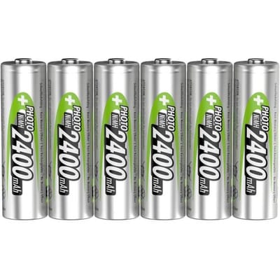 Ansmann Photo NiMH-batterij Mignon AA, 2400 mAh, 1,2 Volt, 6-pack, perfect voor digitale camera's en flitsers