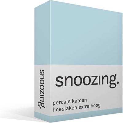Snoozing - Hoeslaken - Extra hoog - Eenpersoons - 70x200 cm - Percale katoen - Hemel