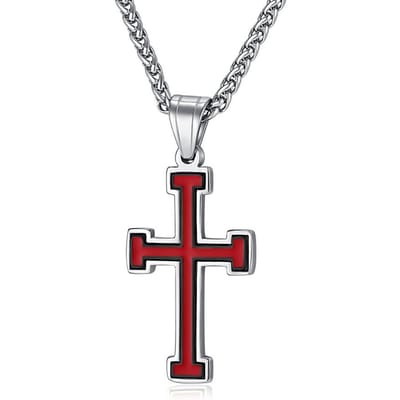 Collier Pendentif Croix Style Européen et Américain Acier Titane Goutte d'Huile Poli Main Qualité Miroir