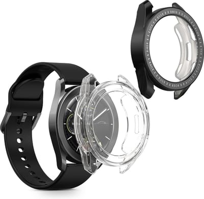 kwmobile 2x smartwatch hoes geschikt voor Xiaomi Watch S3 hoesje - Siliconen sporthorloge cover - Activity tracker case in transparant / zwart