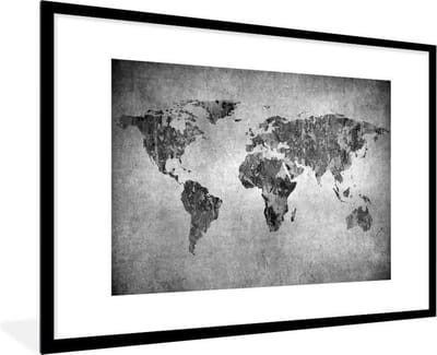Poster in lijst - Fotolijst 90x60 cm - Posters - Wereldkaart - Vintage - Abstract - Kinderen - Jongens - Meisjes - Posterlijst zwart - Decoratie - Wanddecoratie woonkamer - Muurdecoratie slaapkamer