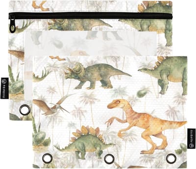 Dinosaurus Etui - Potlood Tas - School Kantoor - Doorzichtig Venster - 25 x 18 cm - Groen