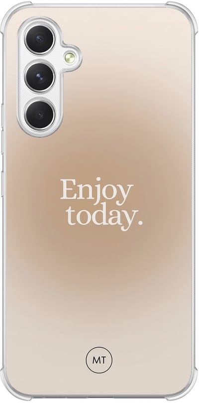 Hoesje (shockproof) geschikt voor Samsung Galaxy A54 - Enjoy today - Extra sterke case - TPU/polycarbonaat - Natuur - Beige, Groen, Transparant