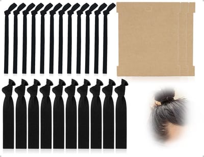 Dailygoods- Haarelastiekjes 22 Stuks - Platte Haarelastiekjes - Paardenstaartelastiekjes - Zwart 6 mm/12 mm - Hoofdbandenset - Comfortabel en Elastisch - Hoofdbanden