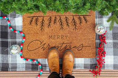 Merry Christmas | 90x60 cm | Nieuwe huis cadeau | Ingangsmat | Deurmat met stijl | Verhuizing cadeau | Praktisch & trendy | Perfect voor binnenkomst | Cadeau voor nieuwe woning