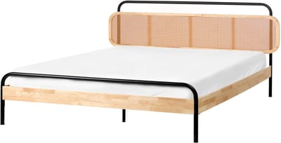 BOUSSICOURT - Tweepersoonsbed - Lichtbruin - 180 x 200 cm - Rubberhout