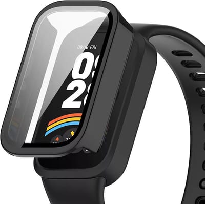 Strap-it Hard case hoesje met glazen screen protector - geschikt voor de Xiaomi Smart Band 9 (zwart)