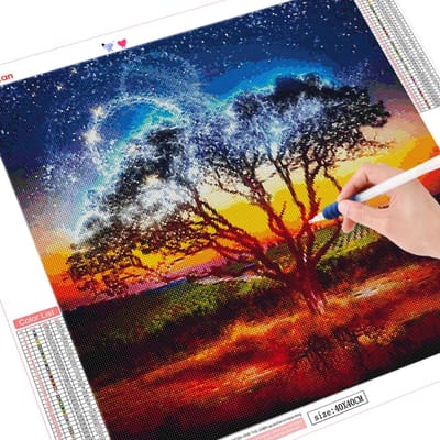Volledige vierkante/ronde diamant schilderij boom diamant borduurwerk kruissteek landschap mozaïek woondecoratie Full Square 30x30CM