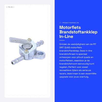 Dailygoods- Brandstoftankklep In-line - Brandstofkraan - Motorfiets - Quad - 90cc/110cc/120cc/125cc/140cc - Lengte 55 mm