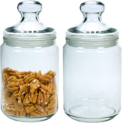 Luminarc Voorraadpot/bewaarpot - Set van 2x stuks - 1000 ml - glas - met deksel - glazen voorraadbus - potten