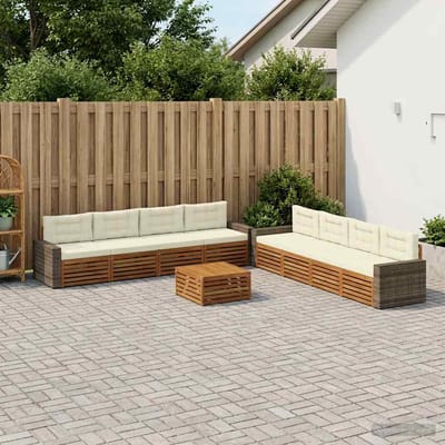 vidaXL - Buiten - bank - set - 9 - st - Natuurlijk - en - Crème - Polyester