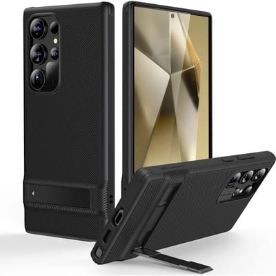 ESR Air Shield Boost Hoesje Geschikt voor Samsung Galaxy S24 Ultra | Back Cover met Militaire Standaard | Schokabsorberende Air-Guard Hoeken | Zwart