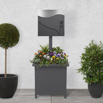 Staande brievenbus - Brievenbus met standaard - Post ontvangen - Met plantenbak - 120 cm hoogte - Antraciet zilver