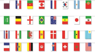 Allecto - Vlaggenlijn - Dubbelzijdige Landenvlaggen voor Feestdecoratie - 24 Stuks - Perfect voor Euro 2024 - Versier je Feest - Geschikt voor Binn..