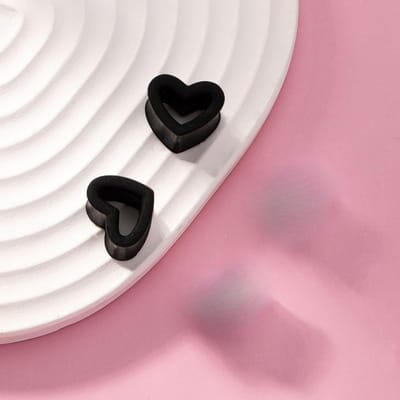 2 stuks Hartvormige Siliconen Oordopjes, Meerkleurig, Materiaal, Sexy Lichaamspiercing Sieraden, Geschikt voor Vrouwen & Mannen, Geweldig Cadeau voor Verjaardag 12mm black