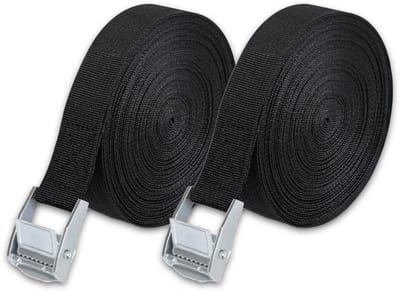 Dailygoods- Sjorbanden met Ratel - 2 Stuks - Zwart - 3 m x 2,5 cm - Duurzaam Materiaal - Stevige Gespen van Zinklegering - Veelzijdige Toepassing - Spanband