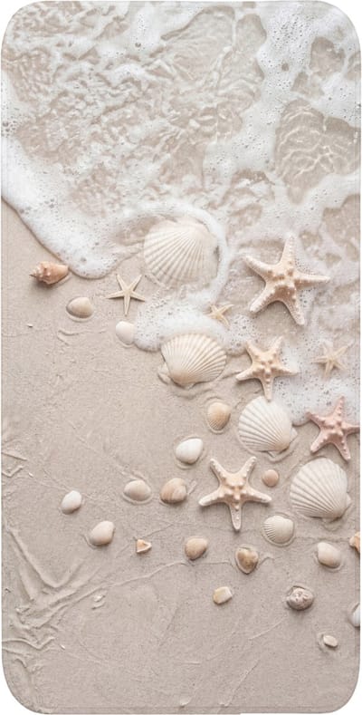 WC mat 60x120 cm - Antislip - Schelpen - Zeesterren - Strand - Toiletmat - Vloermat - Douchemat - Toilet tapijt - Toiletmatten