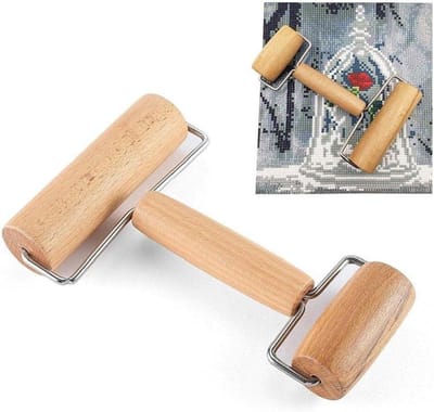 Houten Rol - Ambachtelijk Gereedschap - Strass Borduren Klei - Duurzaam Massief Hout - 11.5 x 18 cm - Natuurlijk Hout