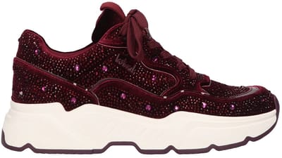 La Strada Sneaker Met Steentjes Bordeaux Velvet - Damesschoenen - Maat - 38
