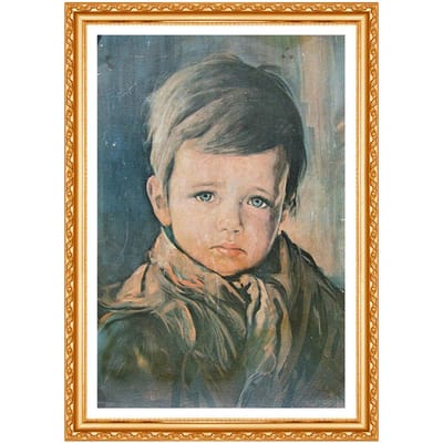 Peinture diamant  Tears Boy , perceuse ronde complète 5D, à faire soi-même, broderie, point de croix, strass, décoration d'intérieur 20X30CM beige