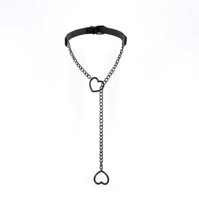 Hart Slipketting Y-Halsketting Zwarte Lederen Choker Kraag Voor Vrouwen Goth Mode Punk Sieraden black
