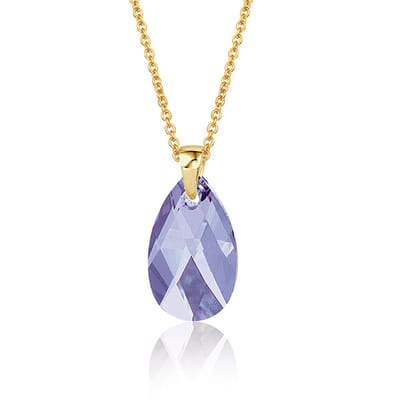 Montebello Ketting Jan DG469H - Swarovski Druppel - 925 Zilver Verguld - 16mm - 40cm
