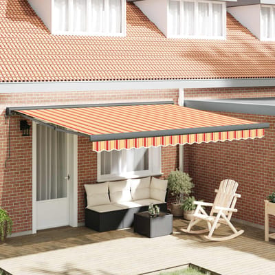 vidaXL - Uitschuifbare - luifel - Geel - en - Oranje - 400 - x - 300 - x - 165 - cm