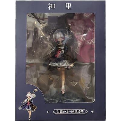 Figurine Anime Jeu Genshin Impact Kamisato Ayaka Egret Shuanghua Scène Debout Modèle Jouet Cadeau Collection Figurine d'Action 25CM With box black