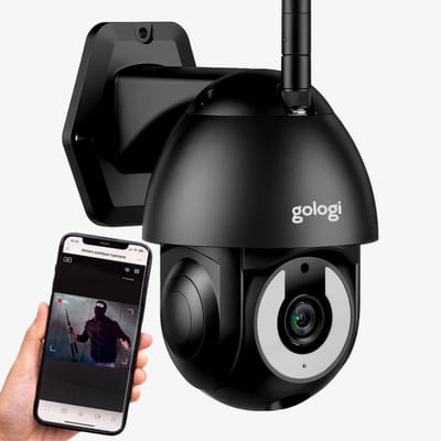 Gologi Superior Outdoorcamera - Buiten camera met nachtzicht - Beveiligingscamera met Kabel - Security camera - 3K - Met wifi en app - Zwart