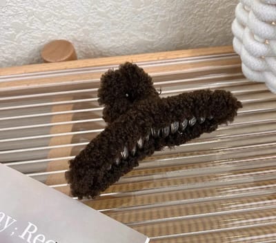 Haarclip Teddy - Fluffy - Haar Klem - Hair Clip - Dark Brown - Donker Bruin