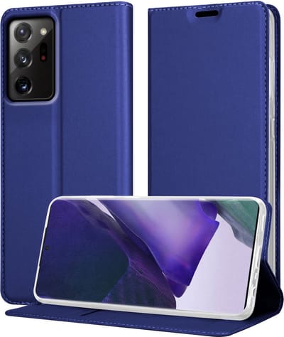 Cadorabo Hoesje geschikt voor Samsung Galaxy NOTE 20 ULTRA in CLASSY DONKER BLAUW - Beschermhoes met magnetische sluiting, standfunctie en kaartvakje Book Case Cover Etui