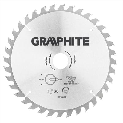 GRAPHITE Cirkelzaagblad 216 mm, 36 tands, Hout