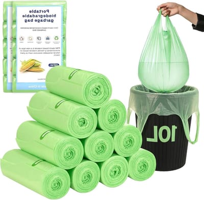 Biologische Vuilniszakken - Afvalzakken Composteerbaar - Huishoudelijk Afval - Scheurvast Lekvrij - 10 Liter 200 Stuks - Groen
