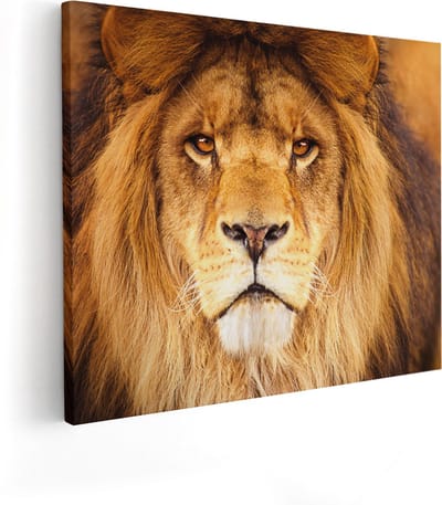 Artaza Canvas Schilderij Leeuw - 100x80 cm - Groot - Wanddecoratie Dierenkop - Muurdecoratie Dieren - Schilderijen Op Canvas