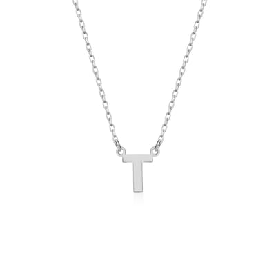 Letter T Initial Ketting Zilver (925 sterling) Trendy Minimalistisch Combi Bedel Zilverkleurig Dames Meisje | Cadeau Voor Vrouw
