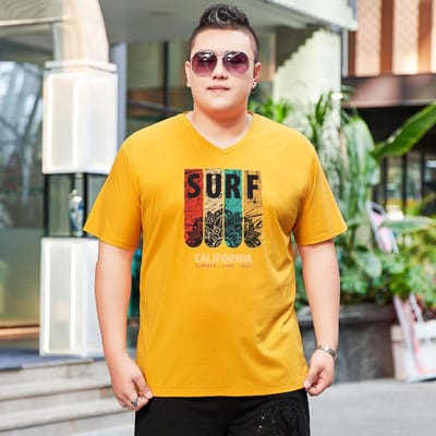 Fat Man Mannen Mode V-hals T-shirt Plus Dik Plus Maat Korte Mouwen Fat Man Zomerkleding Fat Man Tops Extra Large Dunne 7XL