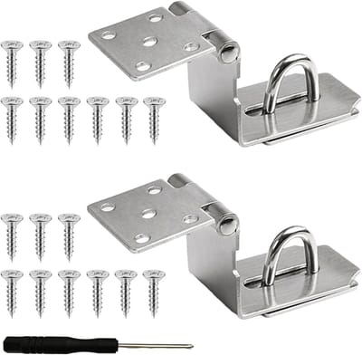 2 stuks 90 graden roestvrij stalen hangsloten voor deursluitingen, 10 cm veiligheidsslot grendel voor tuinpoorten, schuren en kasten, ideaal voor huisdierkooien en opbergdozen