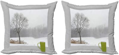 ABAKUHAUS Winter kussenhoes-set – 2x50x50 cm – dubbelzijdige druk