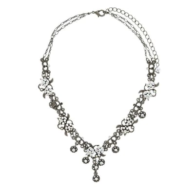Behave - Korte Ketting met Steentjes - Zilverkleur - Vintage Stijl